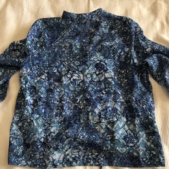 Ruby Rd Sheer Chiffon Button Up Top with Tab Sleeves - Picture 8 of 8